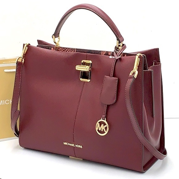 MICHAEL KORS PENELOPE LARGE TOP HANDLE MERLOT MULTI COLOR - Picture 1 of 16